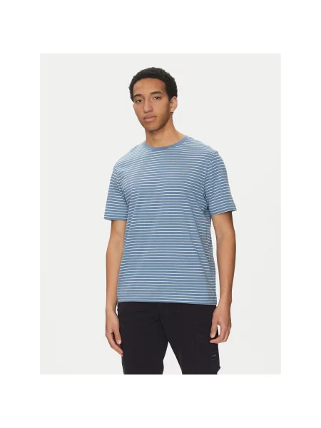 BOSS Majica TalesStripe Relaxed Fit modra
