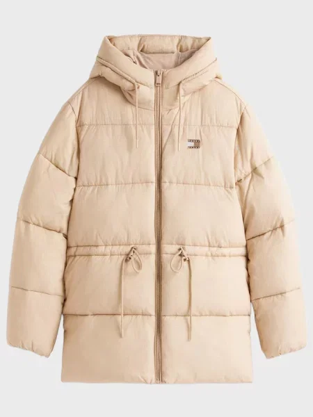 Джинсова куртка Tommy Jeans з капюшоном бежева
