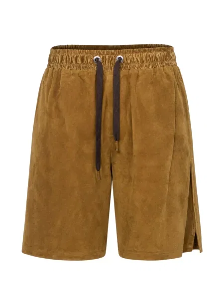 Pantaloni scurți Dolce & Gabbana din piele de căprioară maro