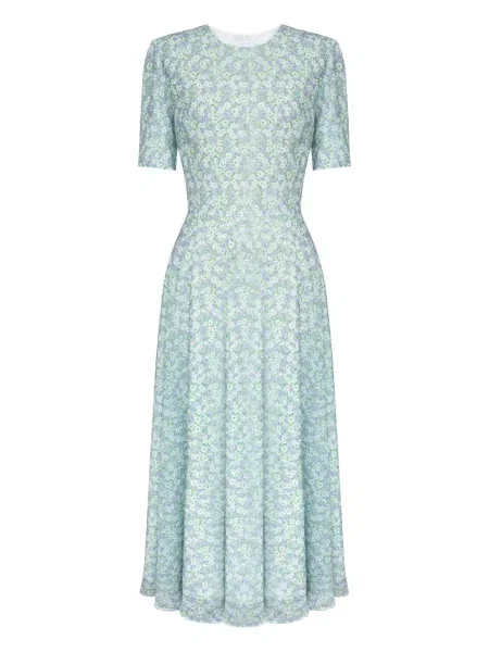 Rochie midi Post Meridiem cu model floral cu imagine până la genunchi violet