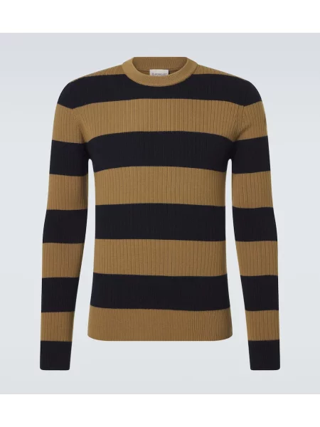 Pulover Moncler de lână cu dungi maro