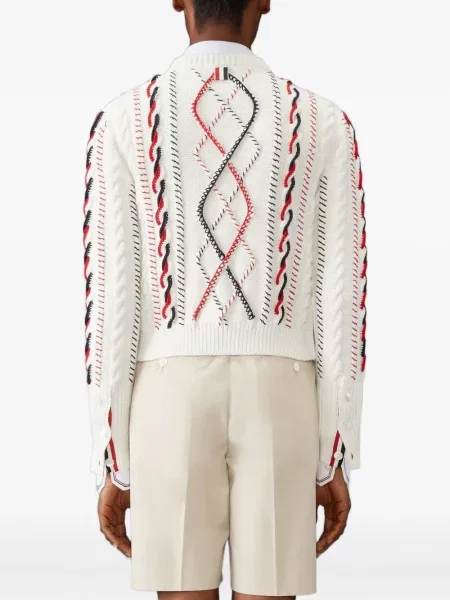 Cardigan Thom Browne tricotate alb