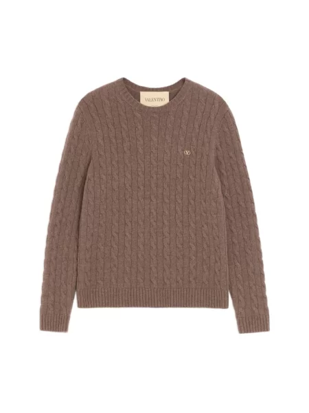 Lniany sweter Valentino brązowy