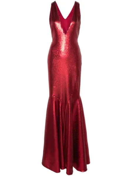 Rochie maxi Genny lungă de costum roșu