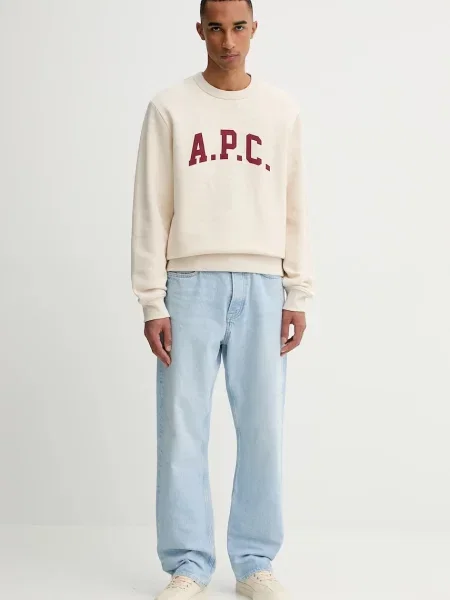 A.P.C. bluza sweat harris GOTS z nadrukiem beżowy