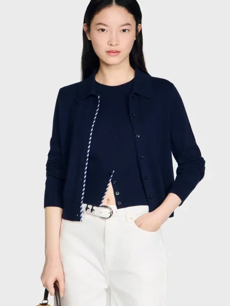 Вовняний кардиган Sandro синій