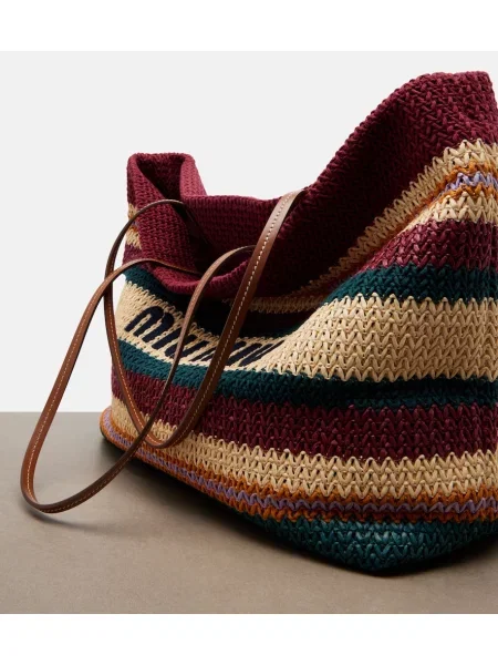 Geantă shopper Miu Miu cu dungi