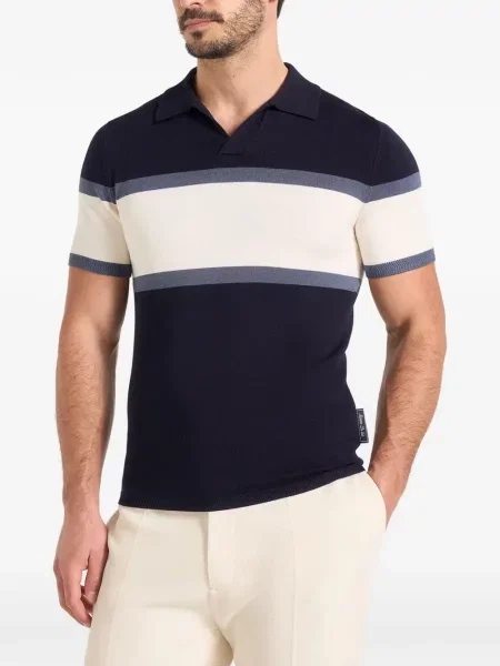 Tricou polo Manière De Voir cu decolteu în V albastru