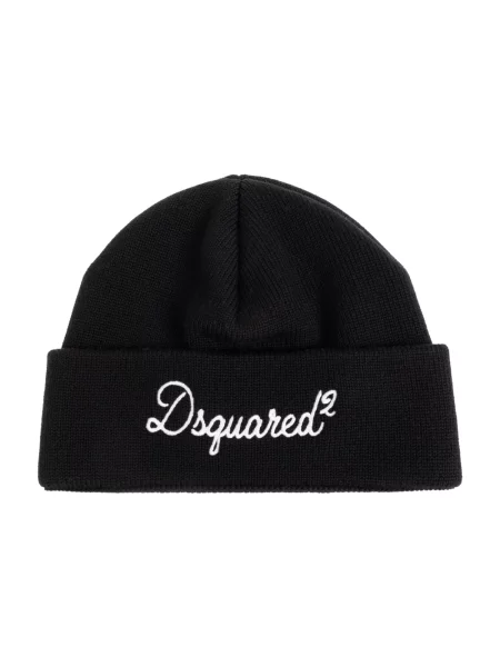 Czapka Dsquared2 wełniana z logo czarna