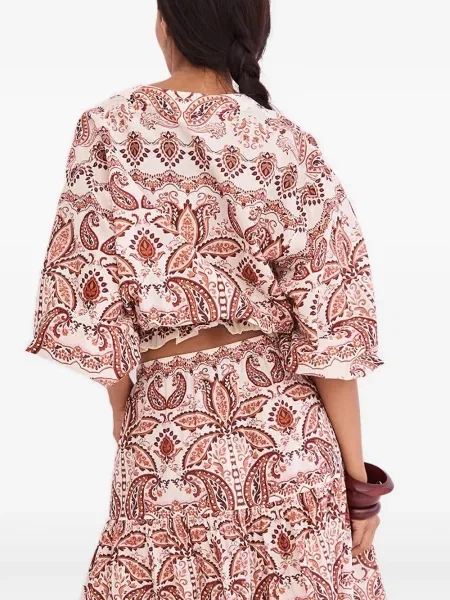 Top Cara Cara cu imagine cu model paisley alb