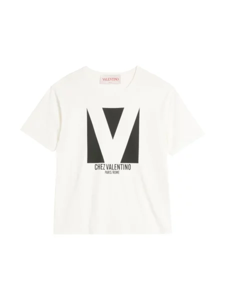 Lniana koszulka Valentino z logo biała