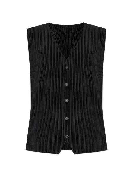 Vestă Homme Plisse Issey Miyake cu decolteu în V negru