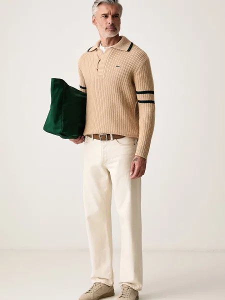 Lacoste pulover pentru bărbați din lână bej