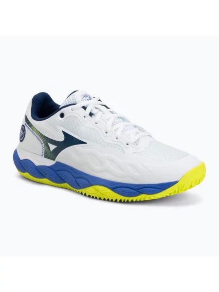 Încălțăminte de tenis pentru bărbați Mizuno Wave Enforce Court CC white/dazzling blue/lightning alb