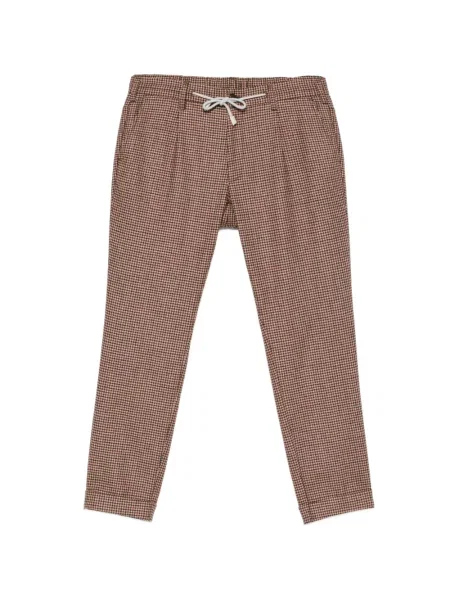 Pantaloni Eleventy cu model pepito cu cordon maro