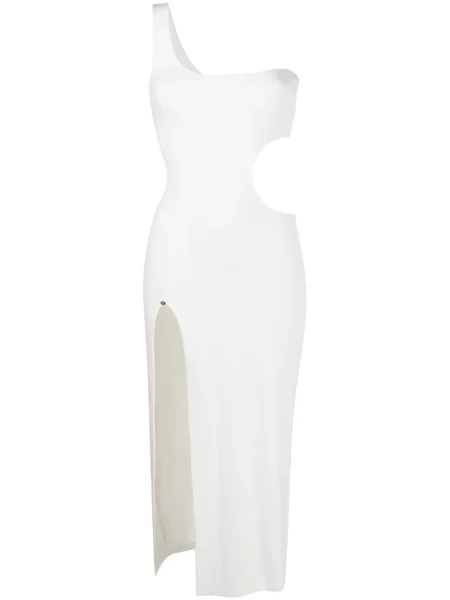 Rochie midi Nissa până la genunchi cu un umăr gol de costum alb