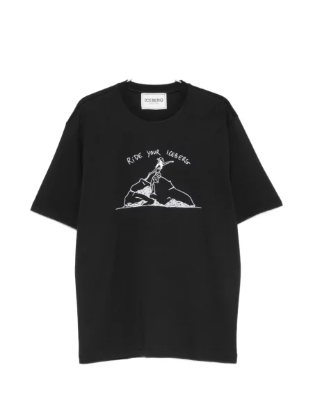 Scurt tricou Iceberg cu broderie negru