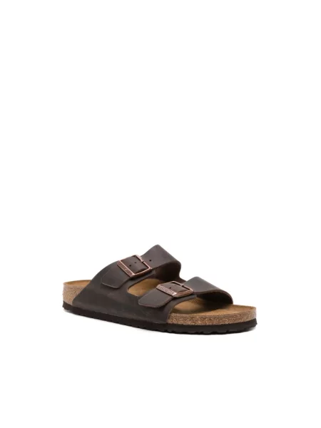 Klapki Birkenstock skórzane brązowe