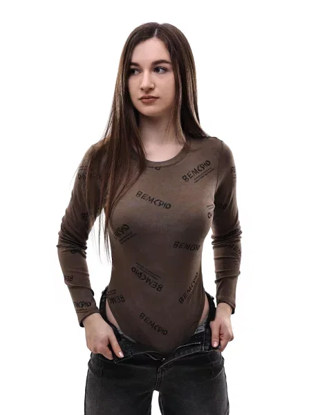 Боді LUMO віскоза/поліестер коричневий