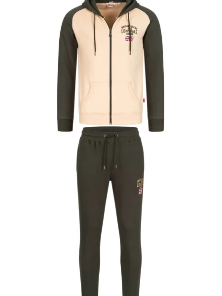 LONSDALE Trenirka za tek STRETTON kremna / oliva črna