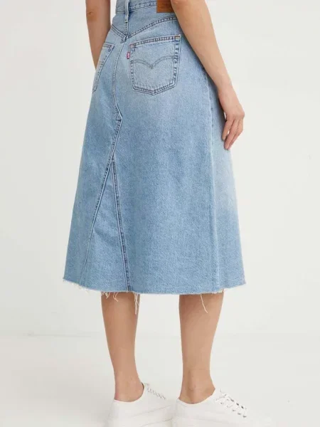 Džínová sukně Levi's midi áčková modré