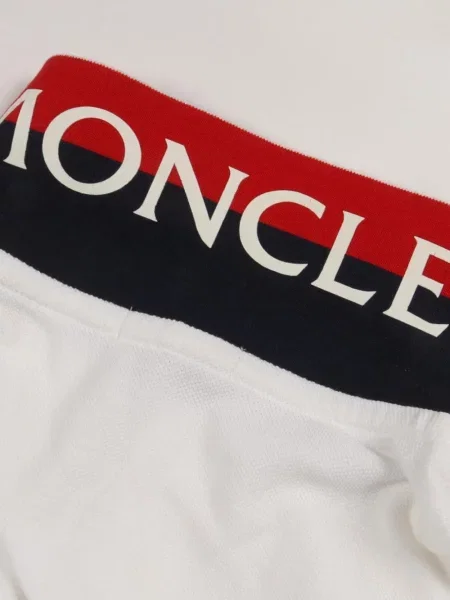 Tricou polo Moncler cu autograf alb
