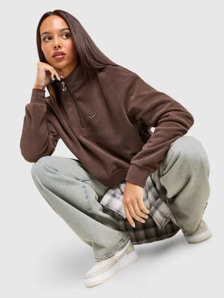 Nike Polar W Nk Os Crop Qz Gls brązowa