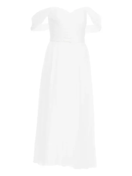 Rochie midi Ana Radu până la genunchi de costum alb