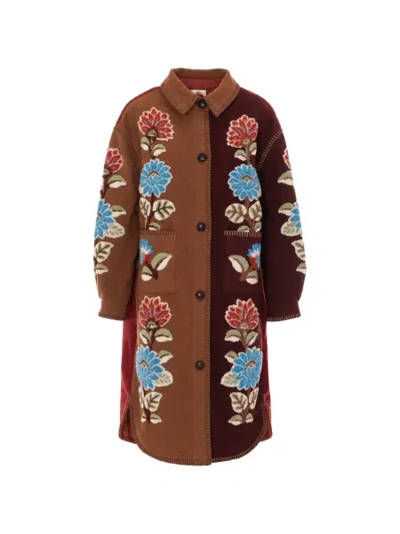 Palton Farm Rio cu model floral maro