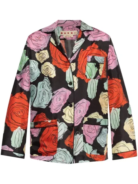 Cămașă Marni cu model floral negru