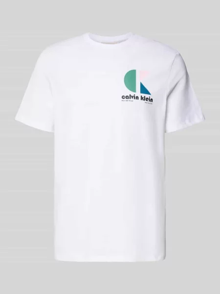 T-shirt z nadrukiem z logo Calvin Klein Jeans biała