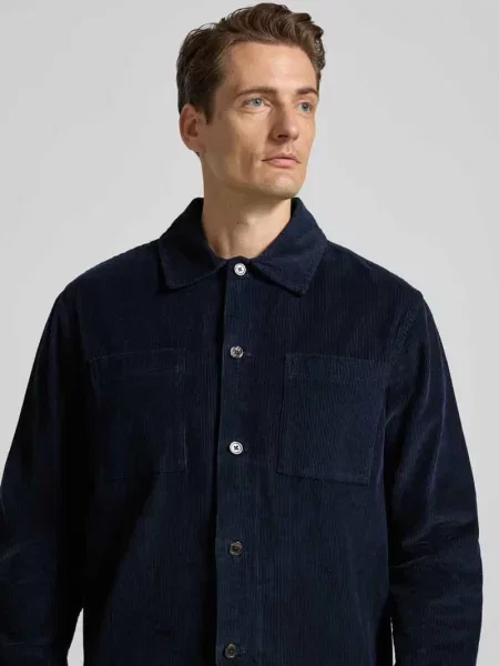 Kurtka koszulowa o kroju regular fit z czystej bawełny model ‘REGTATE’ Selected Homme granatowa