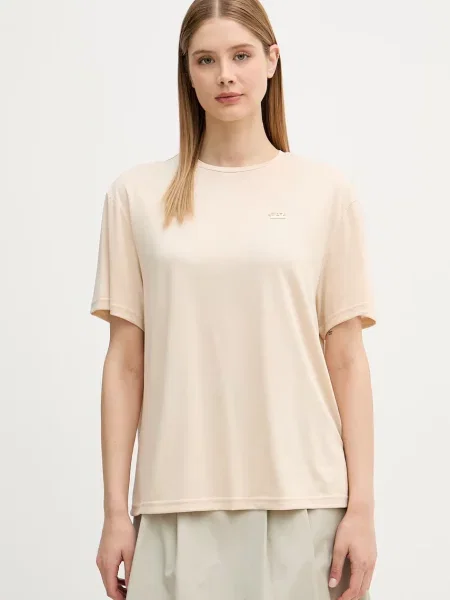 Emporio Armani tričko s viskózou béžové
