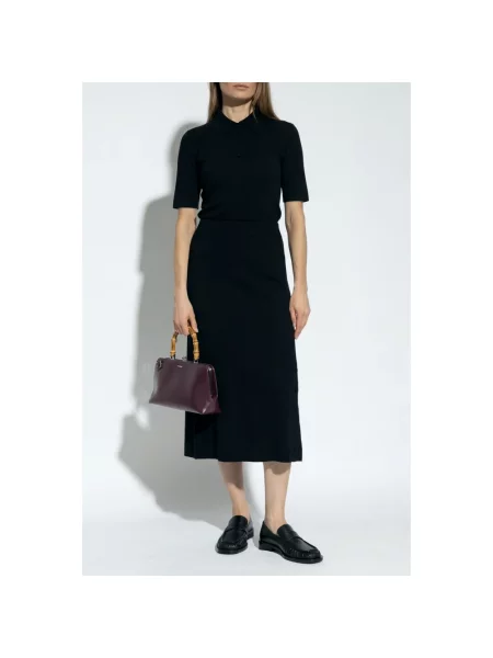 Spódnica midi Jil Sander wełniana czarna