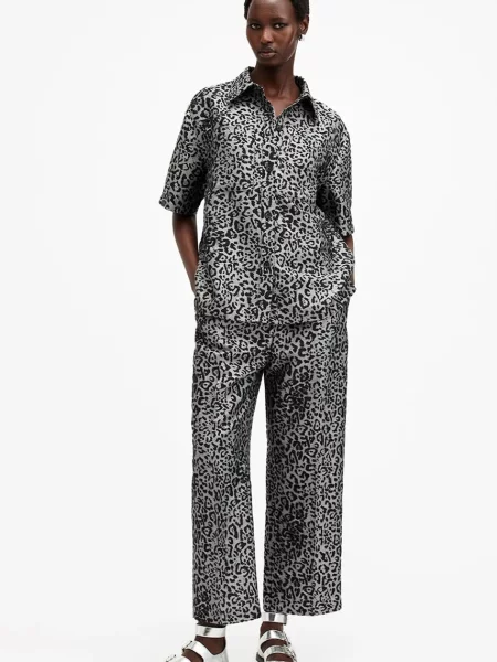 AllSaints pantaloni JEMI femei lat medium waist argintiu