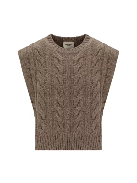 Sweter Weekend Max Mara wełniany brązowy