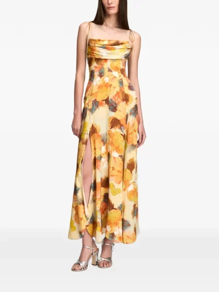 Rochie maxi Cinq A Sept cu model floral cu imagine galben