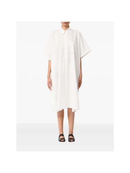 Sukienka koszulowa Mm6 Maison Margiela do kolan biała