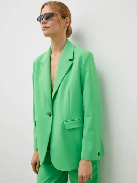 Піджак Samsoe Samsoe однобортний однотонний зелений