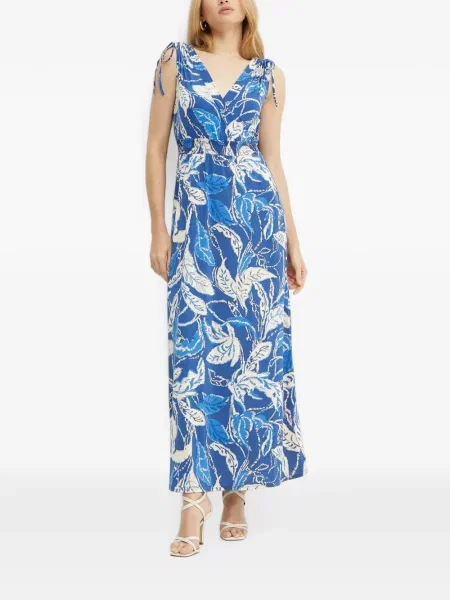 Rochie maxi Morgan fără mâneci cu imagine albastru