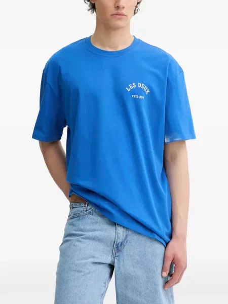 Tricou Les Deux cu imagine cu decolteu rotund albastru