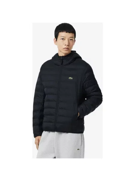 Kurtka z kapturem Lacoste Water-Repellent Down Windbreaker granatowy XS czarna