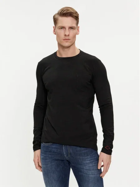 Tricou cu mânecă lungă Replay negru