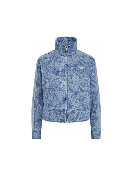 Adidas Džínsová bunda Liberty London Firebird Denim Tracktop modrá