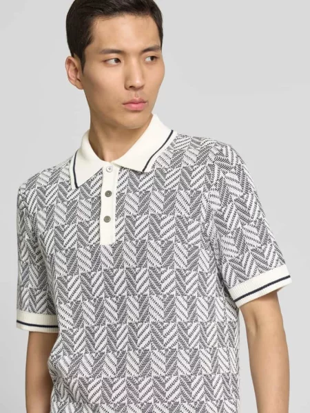 Koszulka polo z imitacji dzianiny model ‘CODY’ Jack & Jones białe