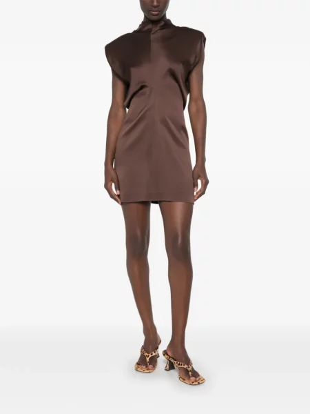 Rochie mini Federica Tosi fără mâneci maro