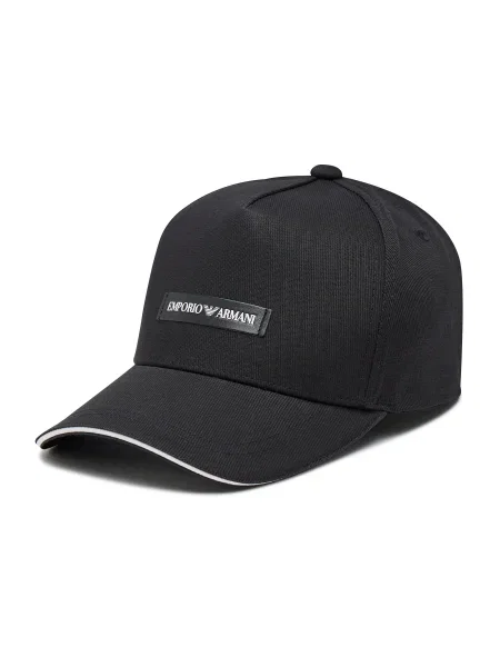 Шапка с козирка Emporio Armani с апликация черно
