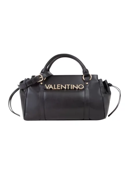 Lniana torebka Valentino By Mario Valentino czarna