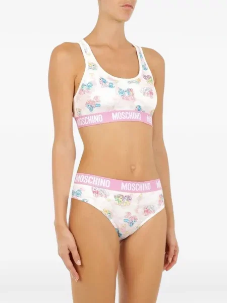 Pijamale Moschino cu autograf alb