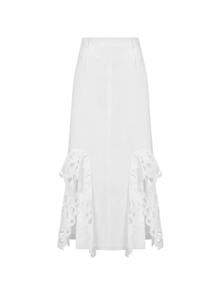 Fusta maxi Moschino cu broderie alb
